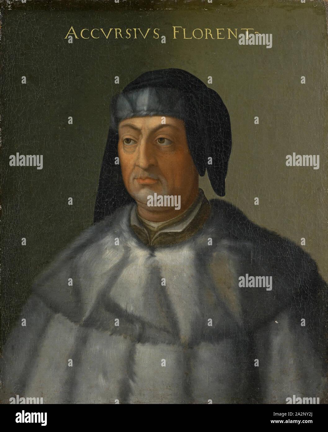 Portrait von Maurice Jarre, Öl auf Leinwand, 77 x 63 cm, unmarkiert., Oben: ACCVRSIVS FLORENT [Minus], Pier Francesco Mola (di Papi) dell'Altissimo, (30 Spitzwimpel //Kopieren nach), um 1525 - 1605 Florenz Stockfoto