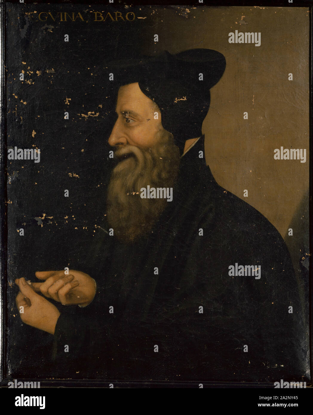 Portrait von Eguinaire François, Baron de Murs - Gordes, Öl auf Leinwand, 82,2 x 68 cm, unmarkiert., Oben links: AEGVINA BARO, Schweizerischer Meister, 17. Jh Stockfoto