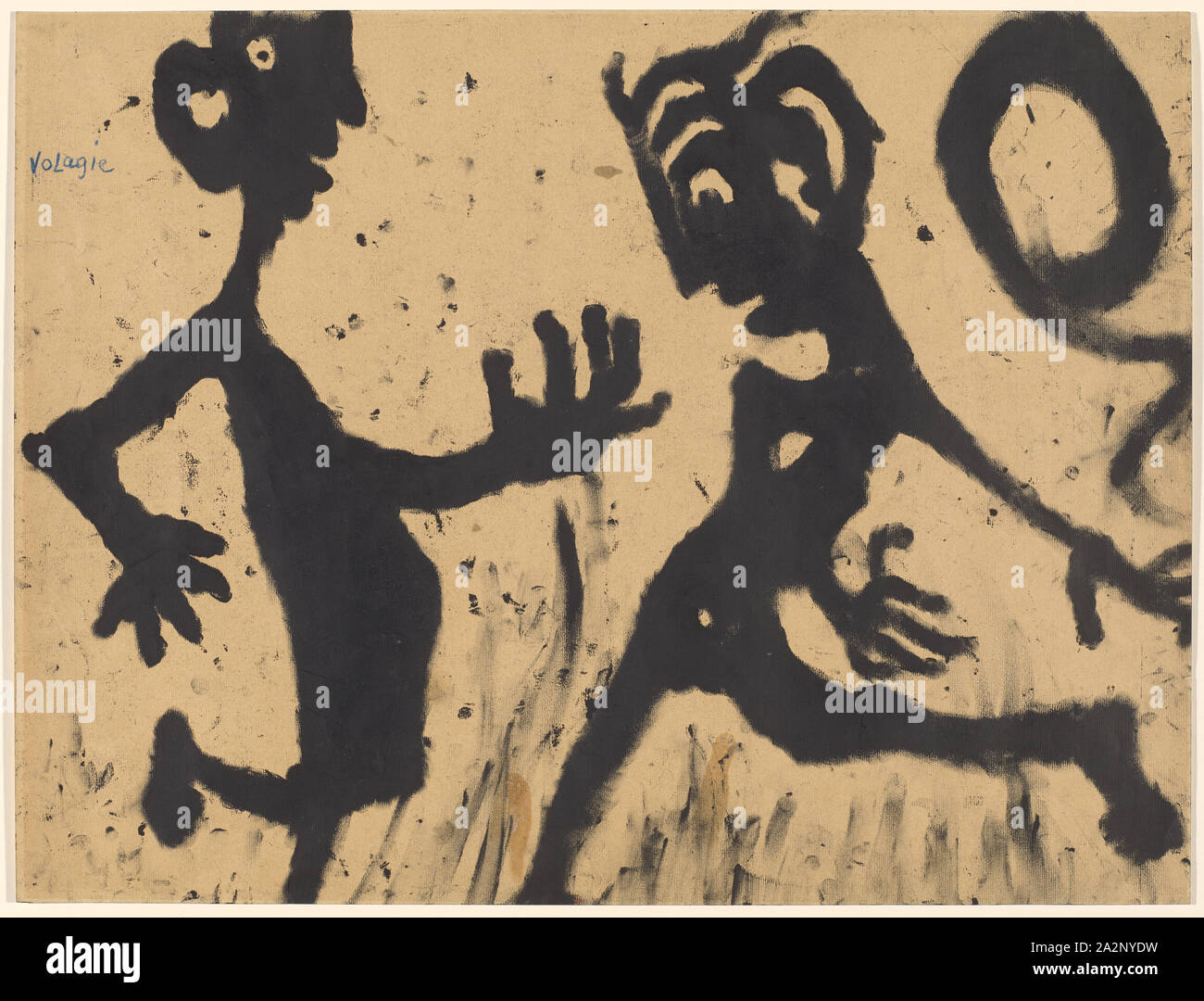 Volagie, 1937/42, Fingerabdruck, schwarze Tinte auf Papier, 44 x 58 cm, eingeschrieben. L.: Volagie, Stiftung Im Obersteg, Kaution im Kunstmuseum Basel 2004, Louis Soutter, Morges/Waadt 1871 - 1942 Ballaigues/Waadt Stockfoto