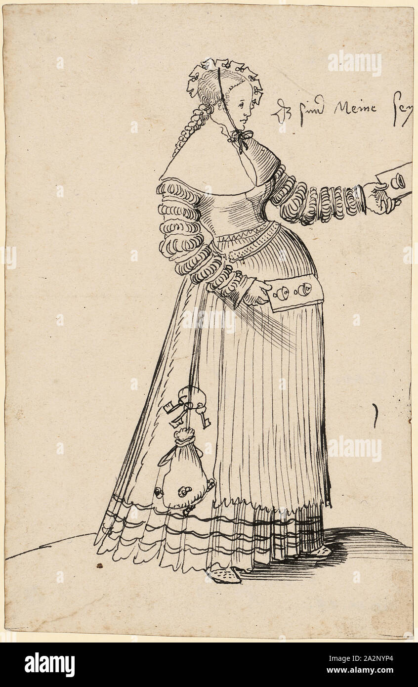 Frau mit Spielkarten, C. 1515/16, Stift in Schwarz, Blatt: 18,4 x 11,9 cm, O. R., lauten: Dz sind Meyne sey, Urs Graf, Solothurn um 1485-1527/28 Stockfoto