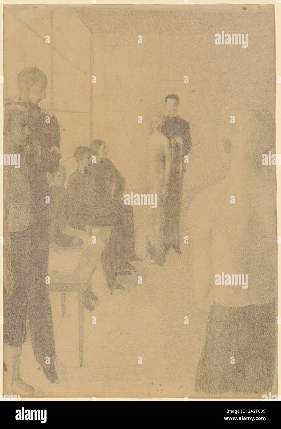 Rekrutierung, Bleistift, Blatt: 24,7 x 17,2 cm, Nicht markiert, Otto Meyer-Amden, Bern 1885 - 1933 Zürich Stockfoto