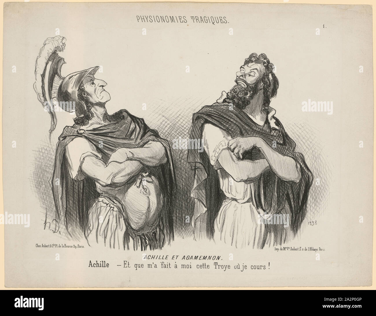 Achille et Agamemnon, 1851, Kreide Lithographie, Bedingung 2 (ab 2), Blatt: 26,9 x 34,6 cm |, 20,5 x 28,5 cm, im Stein u . a ., Monogrammiert: h.D., Honoré Daumier, Marseille 1808 - 1879 Stors/Seine-et-Oise Stockfoto