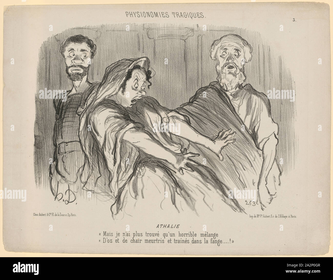 Athalie, 1851, Kreide Lithographie, Bedingung 2 (ab 2), Blatt: 26,8 x 35,3 cm |, 21,5 x 28,5 cm, im Stein u, Monogrammiert,., h.d., u . a ., nummeriert: 253, Honoré Daumier, Marseille 1808 - 1879 Stors/Seine-et-Oise Stockfoto