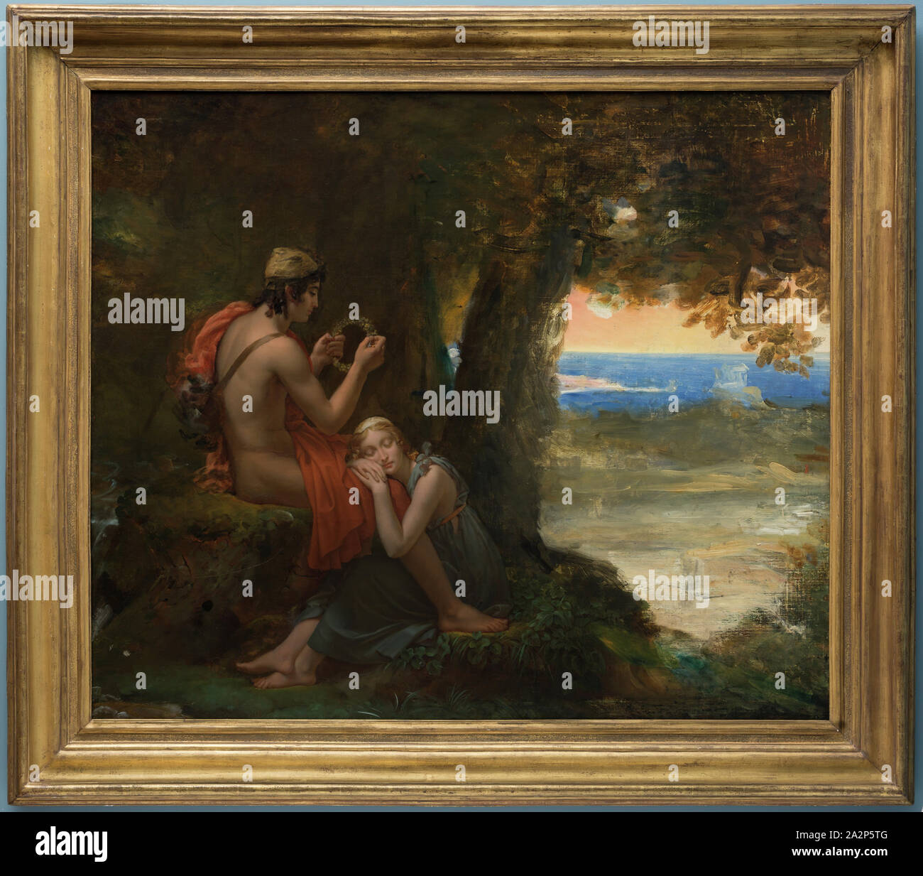 François Gérard, Französisch, 1770-1837, Daphnis und Chloe, Ca. 1824, Öl auf Leinwand, ohne Rahmen: 39 3/8 x 44 7/8 Zoll (100 x 114 cm Stockfoto