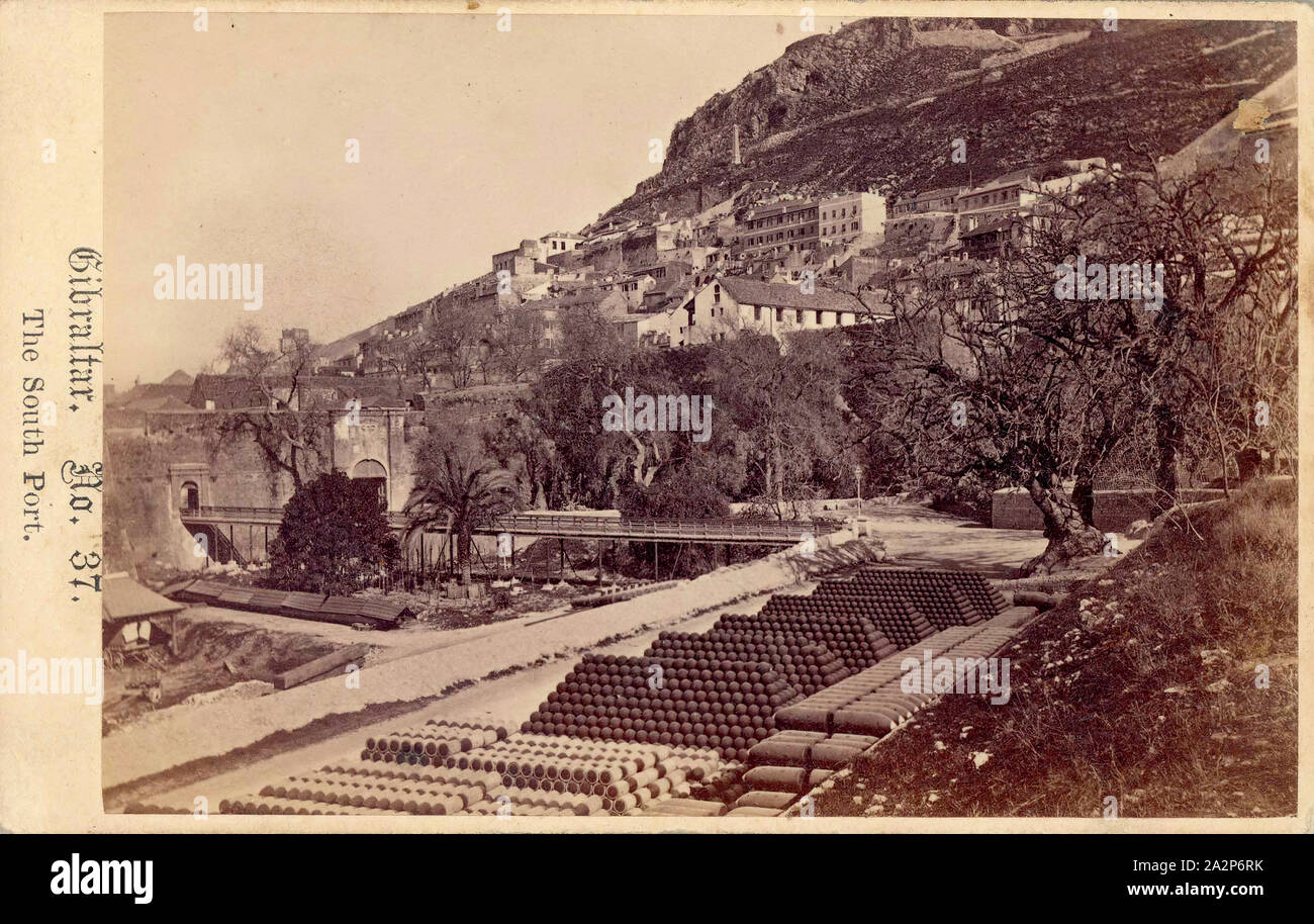 Anonyme Künstler, Gibraltar, South Port, 19. Jahrhundert, eiklar Drucken, Bild: 2 3/8 x 3 1/2 Zoll (6 × 8,9 cm Stockfoto