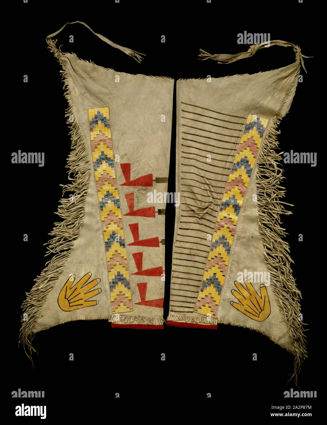 Mandan, Native American, Paar der Mann Leggings, Ca. 1880, Hirschleder, Stachelschwein Stacheln und Pigment, Insgesamt (jeweils): 39 × 18 1/2 x 6 11/16 Inch (99,1 × 47 × 17 cm Stockfoto