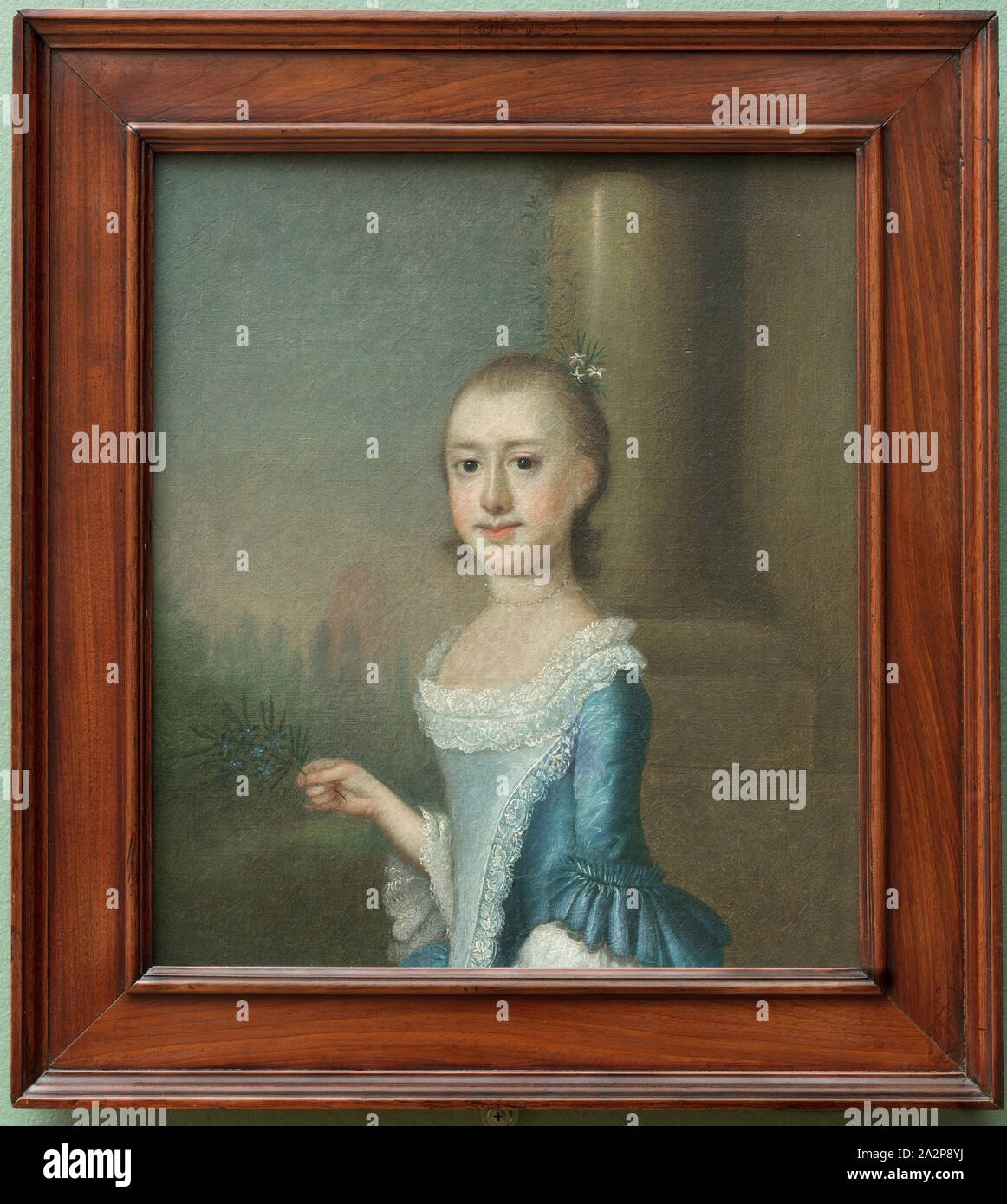 Jeremia Theus, American, 1719-1774, Portrait von Amarinthia Elliott, Ca. 1748, Öl auf Leinwand, Gesamt: 15 3/4 x 13 5/8 Inch (40 x 34,6 cm Stockfoto