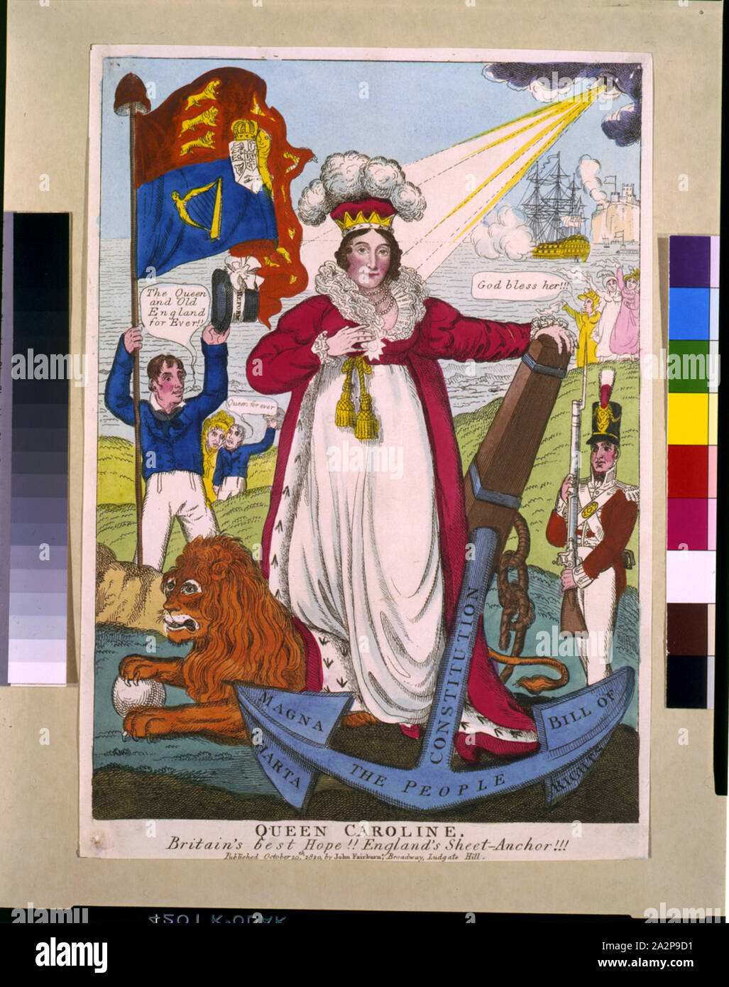 Königin Caroline. Großbritanniens beste Hoffnung!! England's Blatt - Anker!!! Stockfoto