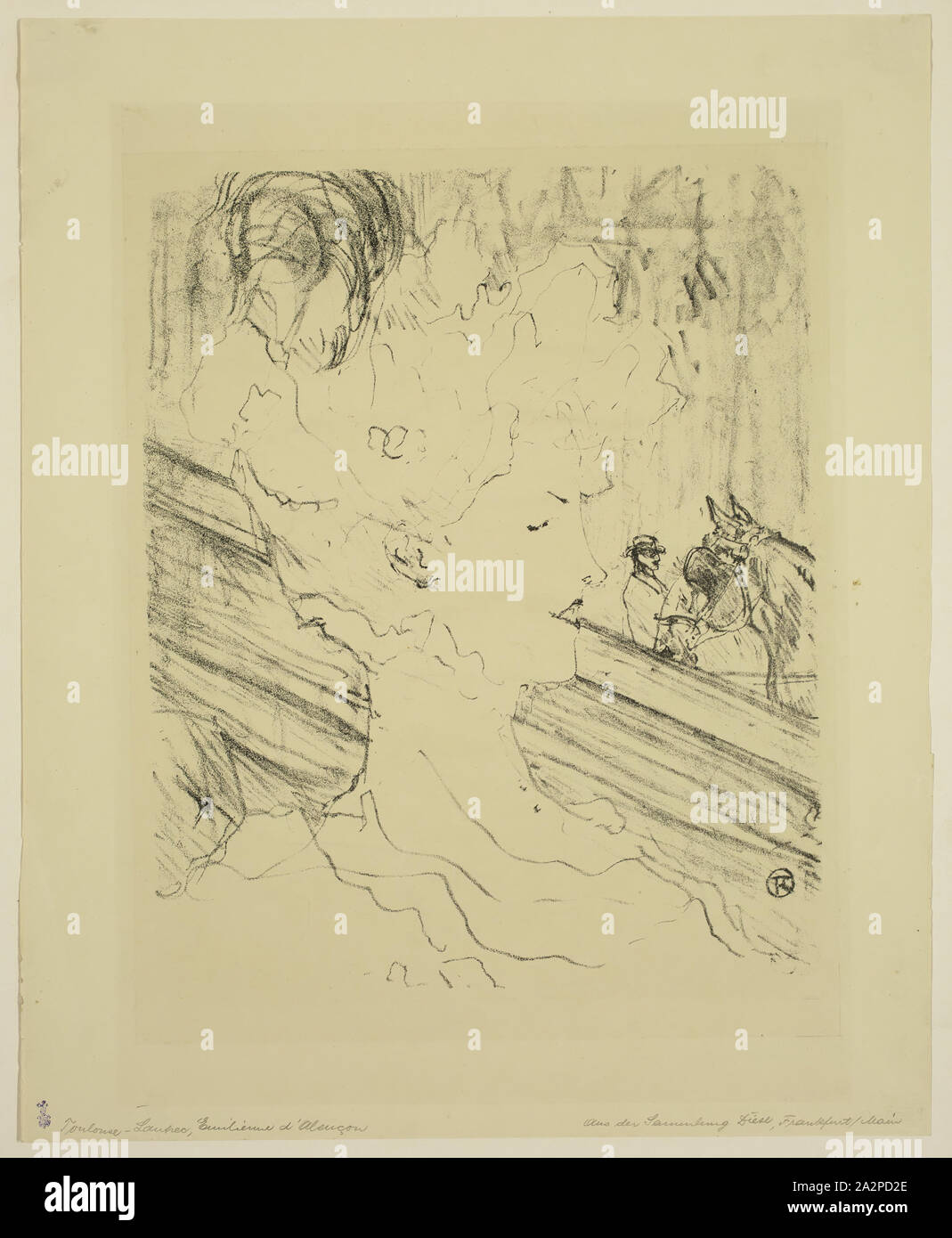 Henri Marie Raymond de Toulouse-Lautrec, Französisch, 1864-1901, Emilienne d'Alencon, 1898, Lithographie in schwarzer Tinte auf Papier ausgedruckt, webten Bild: 11 1/4 x 9 1/4 Inch (28,6 × 23,5 cm Stockfoto