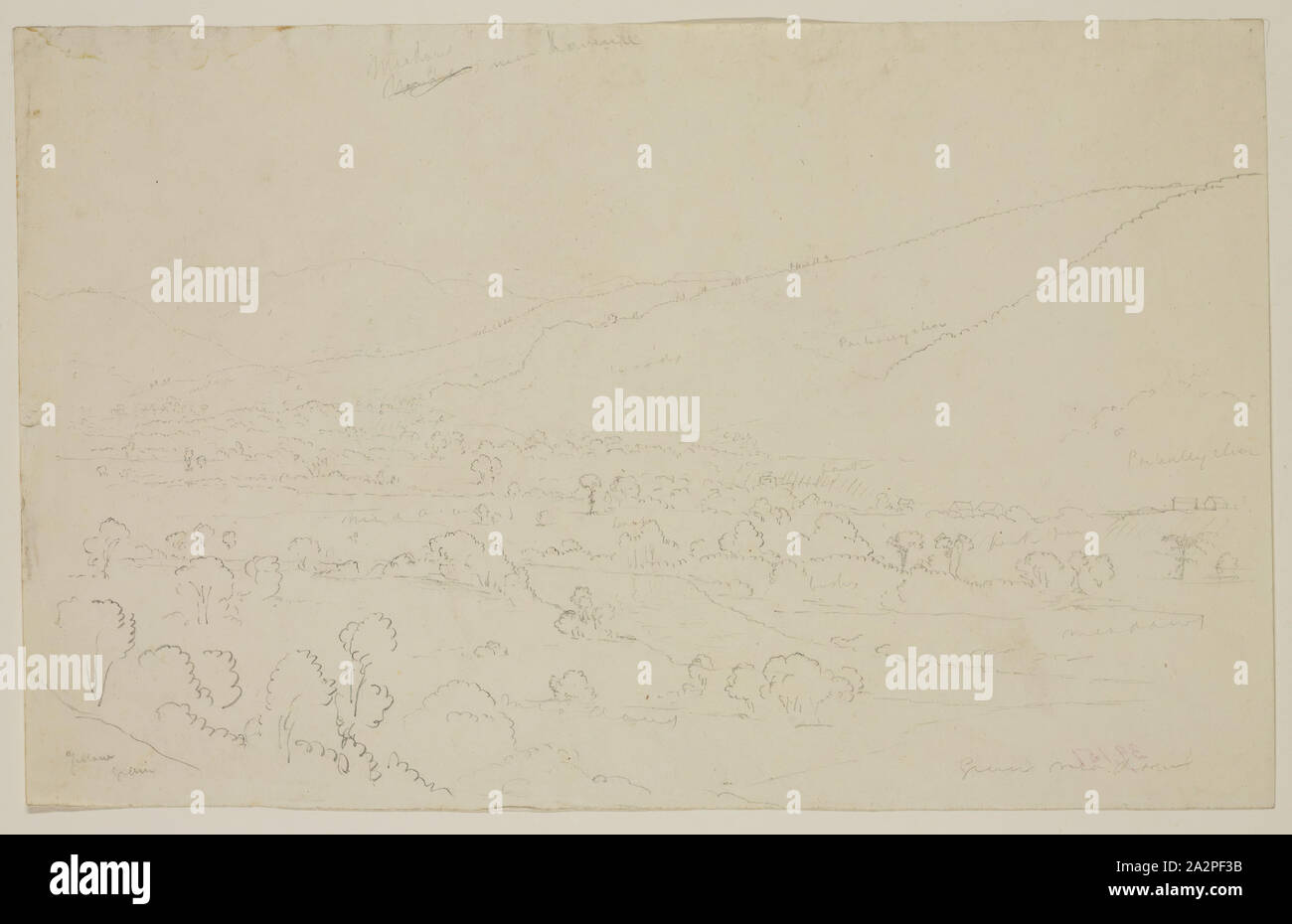 Thomas Cole, American, 1801-1848, Landschaft, 19. Jahrhundert, Graphit, Bleistift auf Off-white webte Papier, Blatt: 7 1/2 x 12 Zoll (19,1 × 30,5 cm Stockfoto