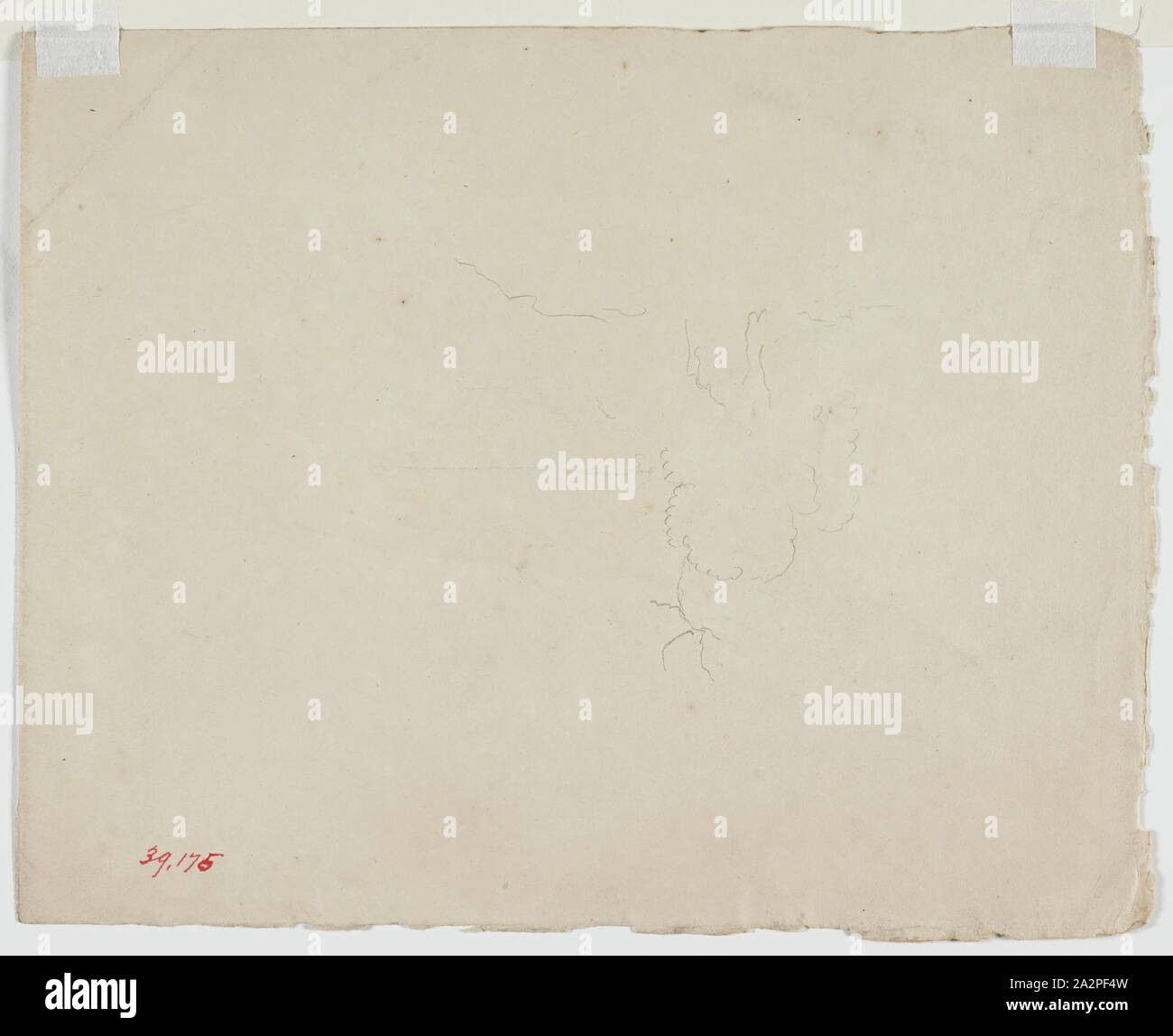 Thomas Cole, American, 1801-1848, Landschaft, 19. Jahrhundert, Graphit, Bleistift auf beige webte Papier, Blatt: 9 1/16 x 11 7/16 Zoll (23 × 29,1 cm Stockfoto