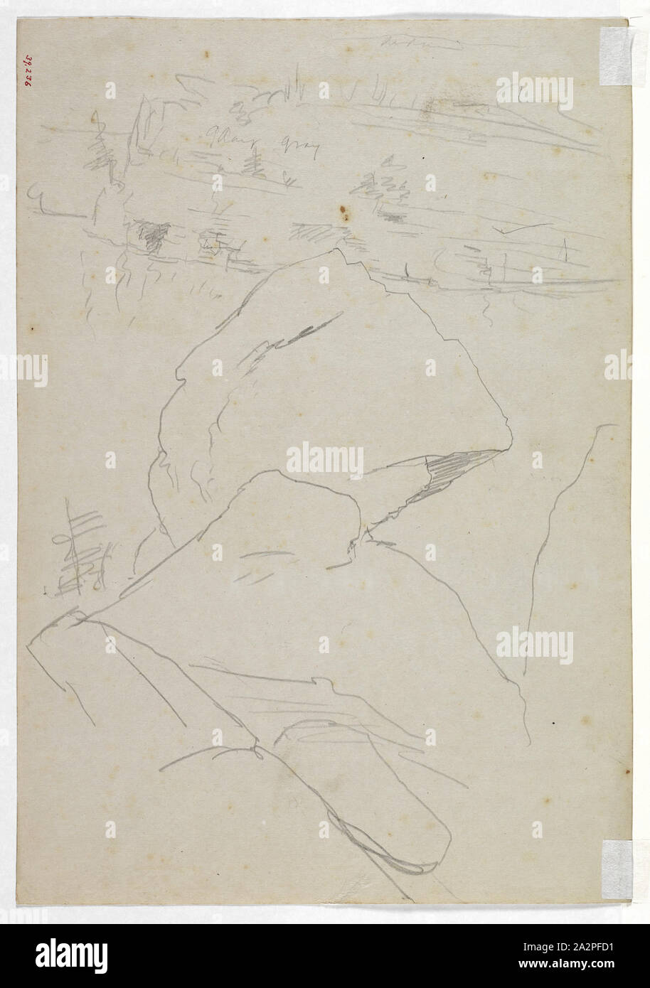 Thomas Cole, American, 1801-1848, Rock, 19. Jahrhundert, Graphit, Bleistift auf Papier, Blatt grau Wob: 9 3/4 x 14 Zoll (24,8 × 35,6 cm Stockfoto