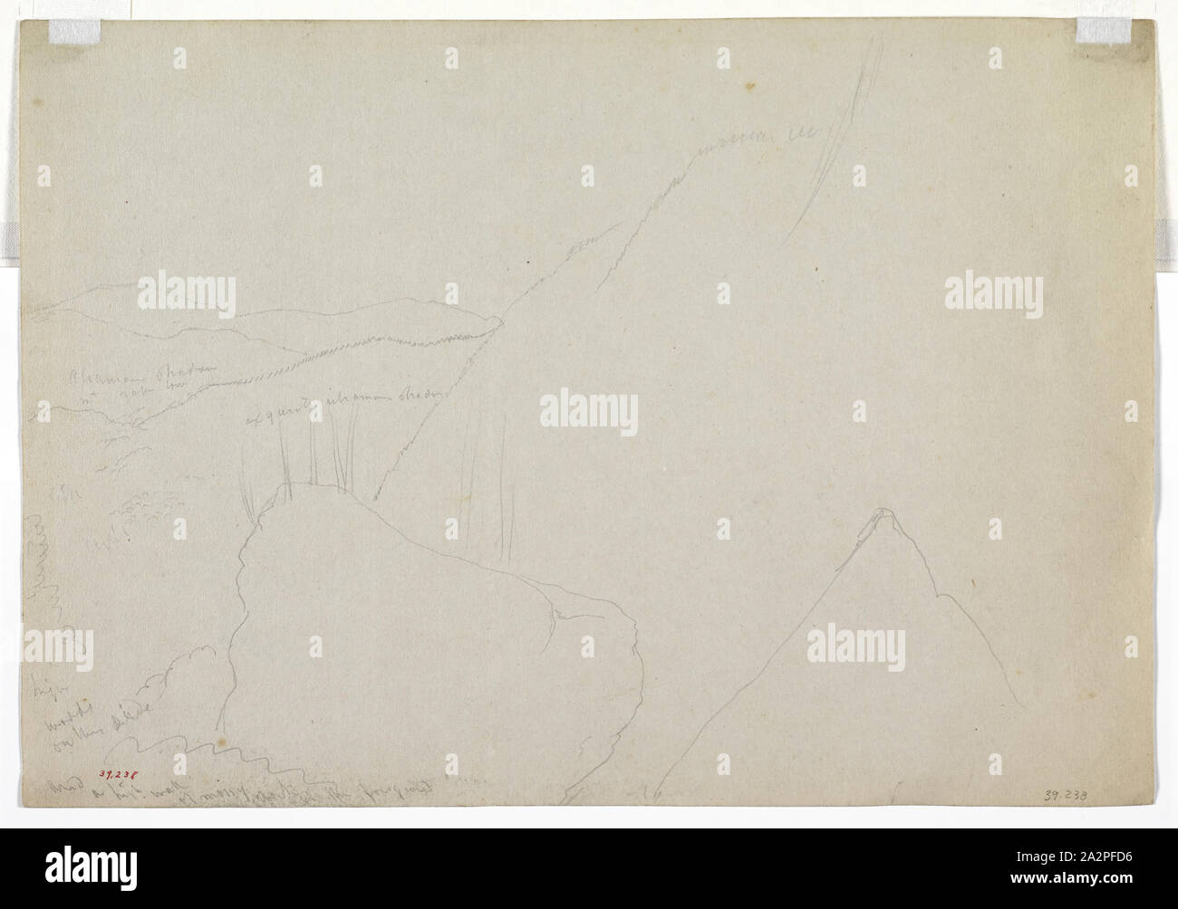 Thomas Cole, American, 1801-1848, Indischer, Adirondacks, 1846, Graphit, Bleistift auf Papier, Blatt grau Wob: 9 3/4 x 14 Zoll (24,8 × 35,6 cm Stockfoto