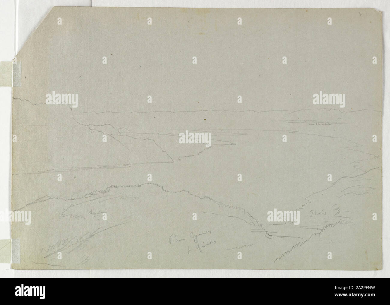 Thomas Cole, American, 1801-1848, Neuenburgersee, 1841, Graphit Bleistift auf Grün Grau webte Papier, Blatt: 8×10 3/8 Zoll (20,3 × 26,4 cm Stockfoto