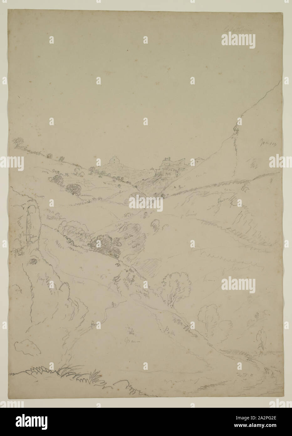 Thomas Cole, American, 1801-1848, Calatafimi, Sizilien, 1842, Graphit, Bleistift auf beige webte Papier, Blatt: 16 x 11 1/2 Zoll (40,6 × 29,2 cm Stockfoto