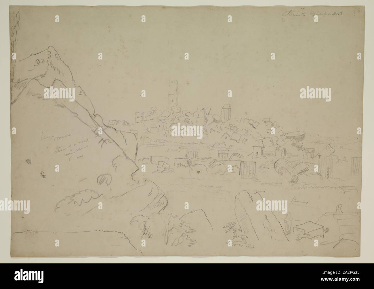 Thomas Cole, American, 1801-1848, Selinunte, Sizilien, 1842, Graphit, Bleistift auf Papier, Blatt tan Wob: 11 1/2 x 16 1/8 Inch (29,2 × 41 cm Stockfoto
