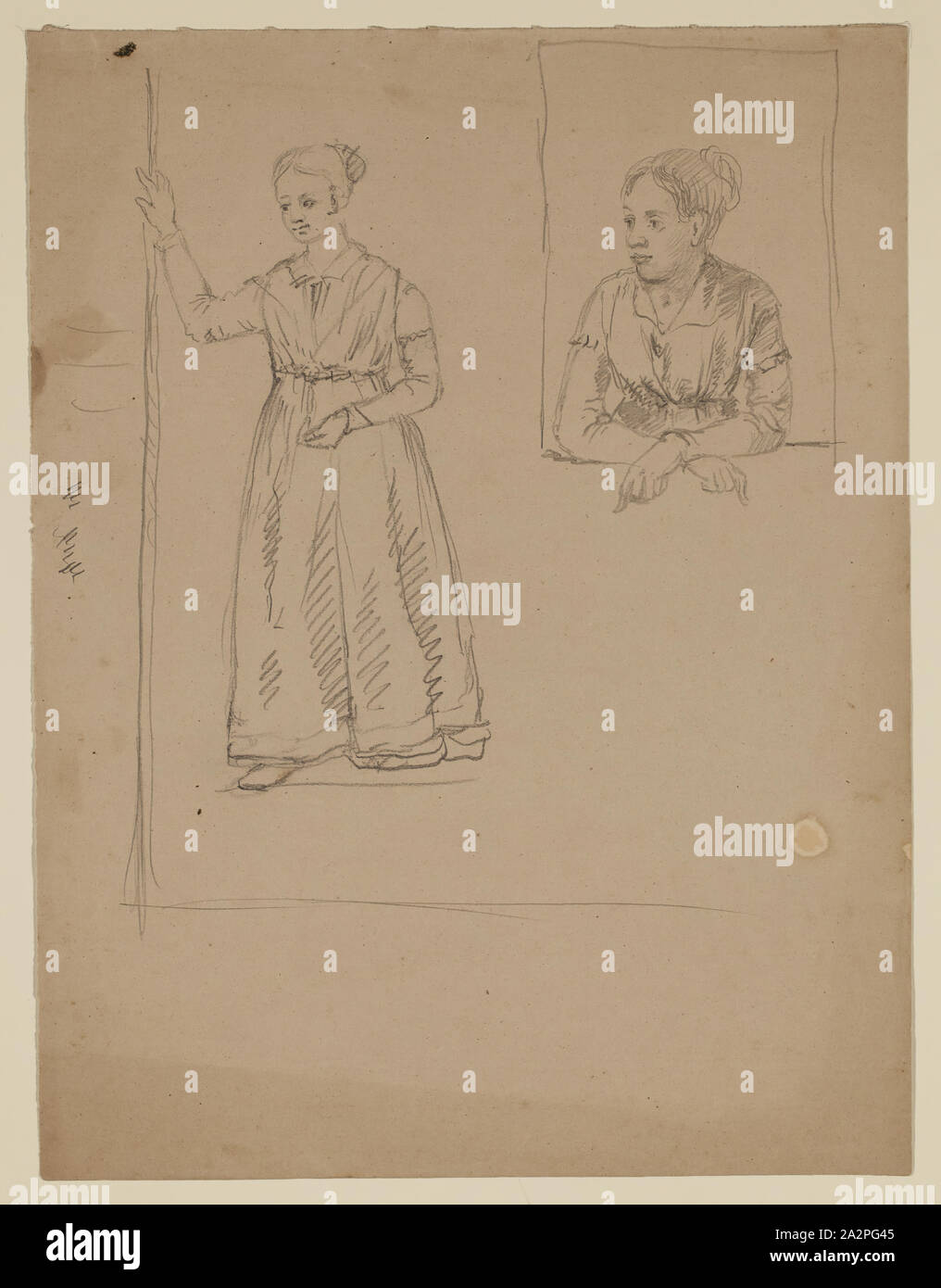 Thomas Cole, American, 1801-1848, zwei Zeichnungen eines weiblichen (Studie für zu Hause in den Wäldern), zwischen 1801 und 1848, Graphit, Bleistift auf Papier, Blatt tan Wob: 12 3/8 x 9 3/8 Inch (31,4 × 23,8 cm Stockfoto