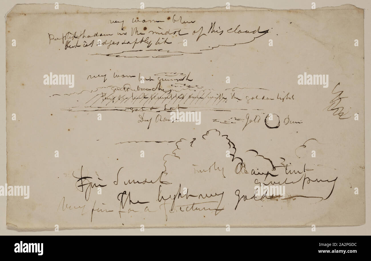 Thomas Cole, American, 1801-1848, feine Sonnenuntergang, zwischen 1801 und 1848, Stift und braune Tusche auf Off-white webte Papier, Blatt: 4 7/8 x 7 15/16 in. (12,4 x 20,1 cm Stockfoto