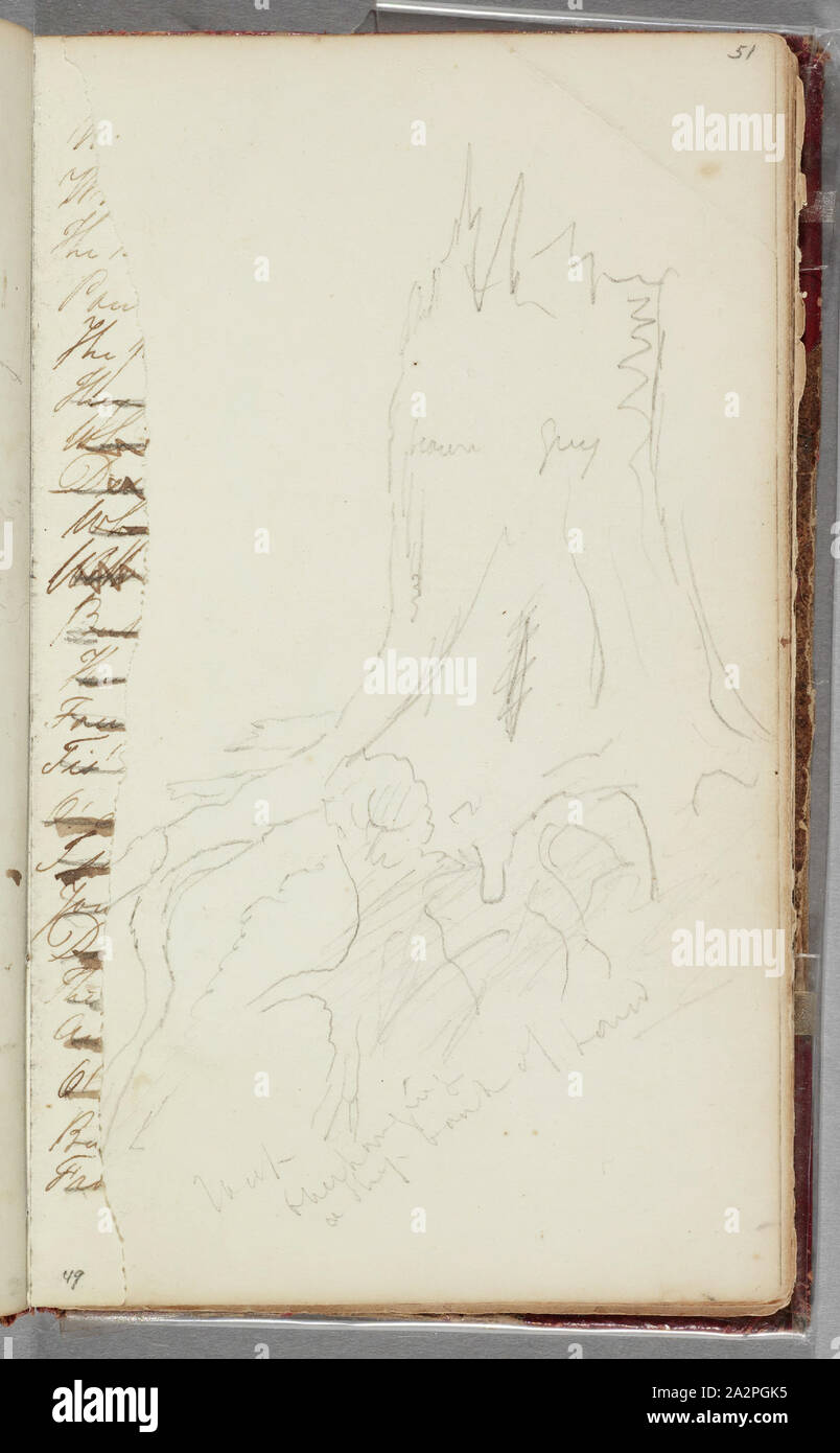 Thomas Cole, American, 1801-1848, (Untitled), zwischen 1801 und 1848, Stift und Bister mit einigen Graphit Bleistift auf Off-white webte Papier Stockfoto