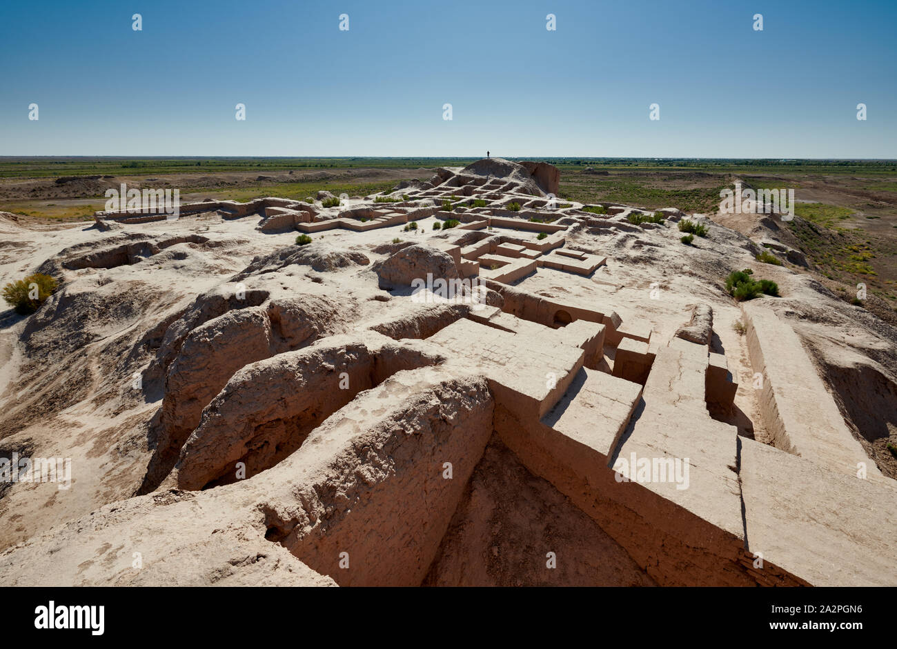 Ruinen der Toprak Kala des alten Choresm in der kyzylkum Wüste, Buchara, Usbekistan, in Zentralasien Stockfoto