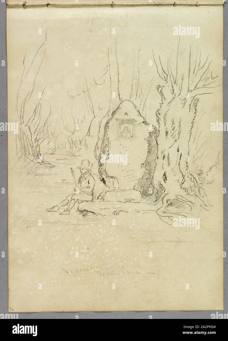 Thomas Cole, American, 1801-1848, Madonna, Monte Cavo, 1832, Graphit, Bleistift auf Off-white webte Papier, Blatt: 8 3/4 x 12 3/8 Zoll (22,2 × 31,4 cm Stockfoto