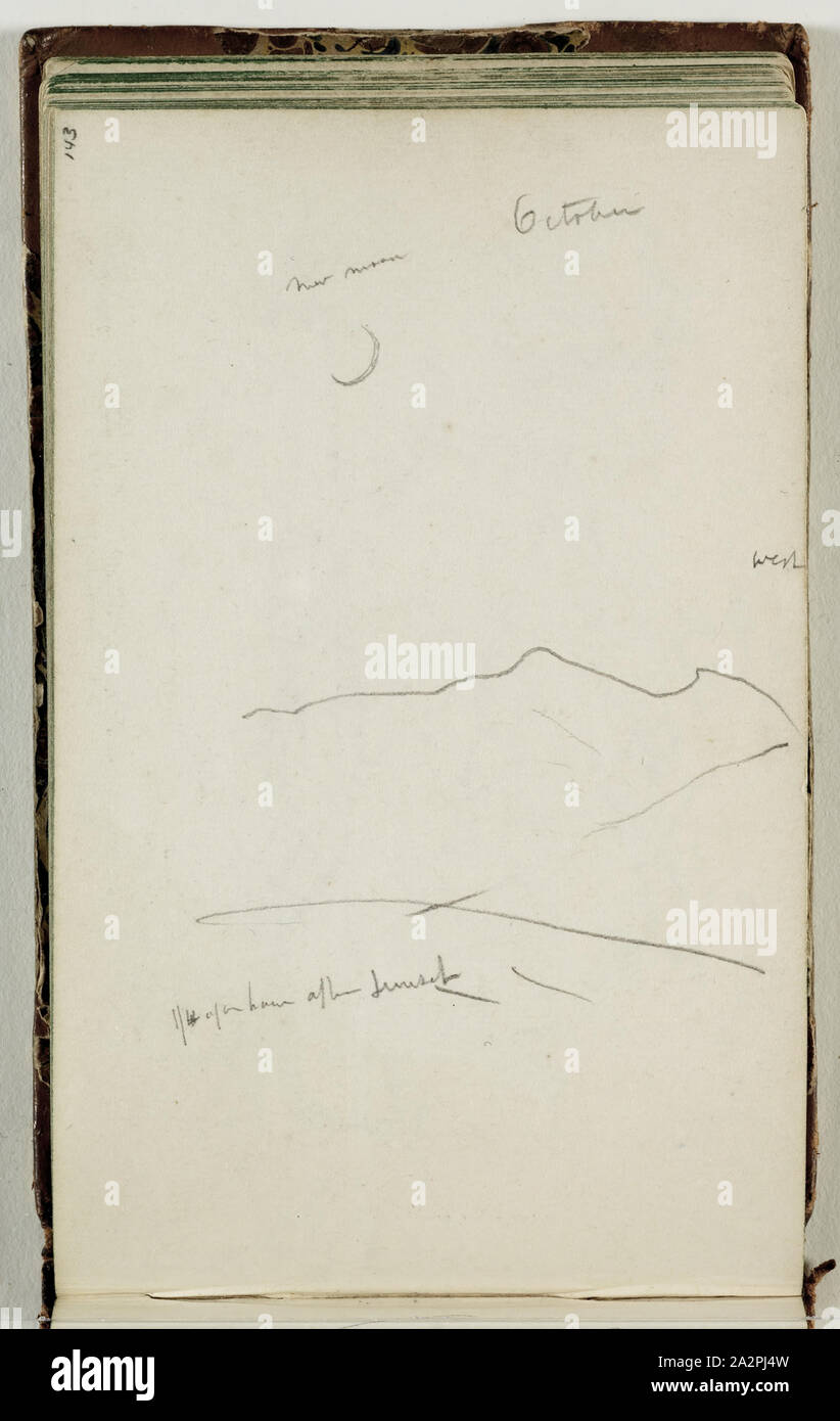 Thomas Cole, American, 1801-1848, New Moon Oktober, Ca. 1833, Graphit, Bleistift auf Off-white webte Papier, Blatt: 4 1/8 x 6 1/2 Inch (10,5 × 16,5 cm Stockfoto