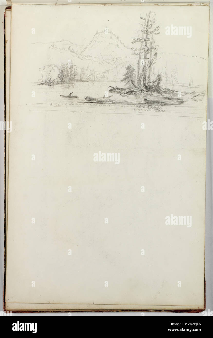 Thomas Cole, American, 1801-1848, Blick auf die Berge, das Land in dem richtigen Topf Asche Kittle, Ca. 1835, Graphit, Bleistift auf Off-white webte Papier, Blatt: 9 11/16 x 14 3/16 Zoll (24,6 × 36 cm Stockfoto