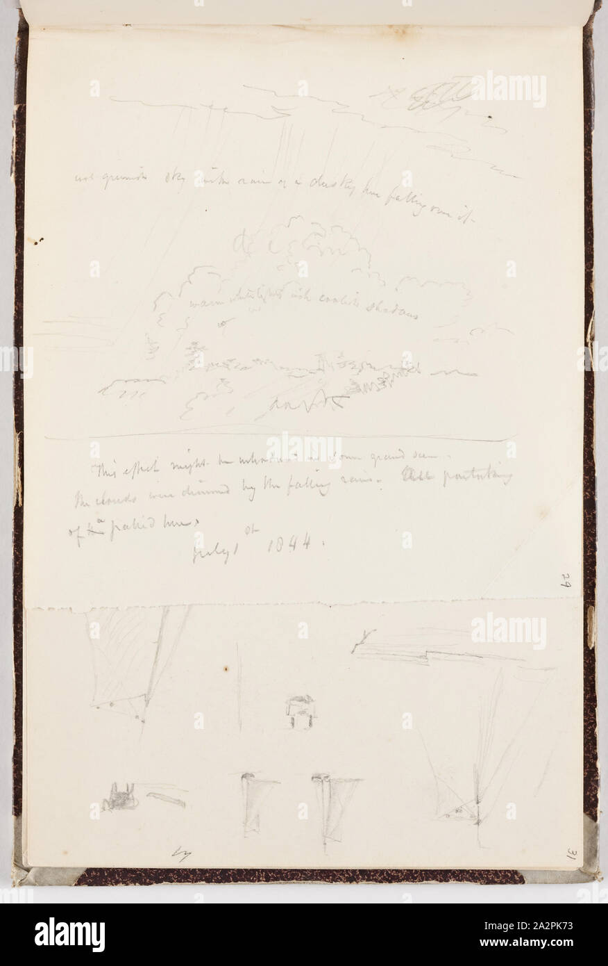 Thomas Cole, American, 1801-1848, (Untitled), 1844, Graphit, Bleistift auf Off-white webte Papier, Blatt: 4 5/8 x 7 Zoll (11,7 × 17,8 cm Stockfoto