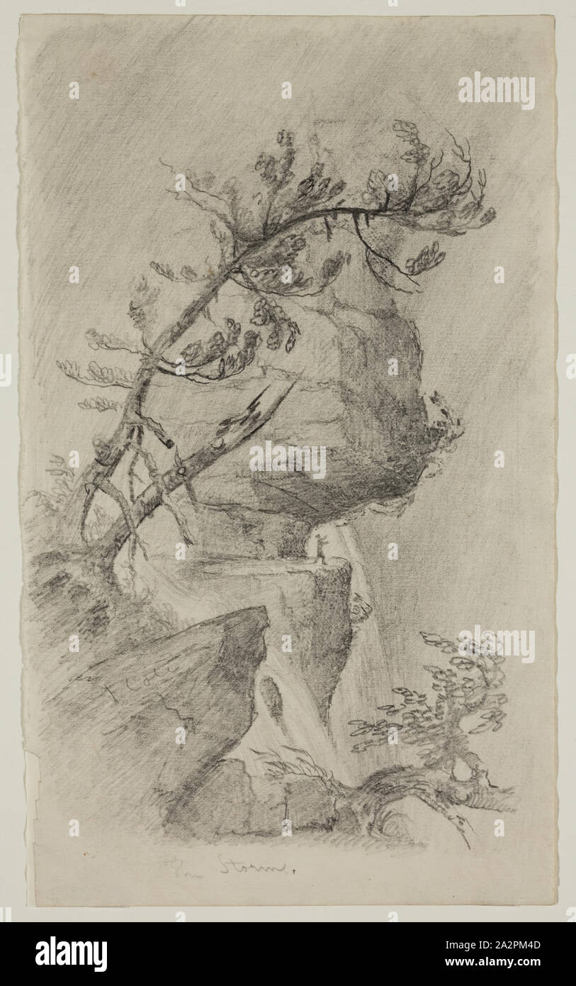 Thomas Cole, American, 1801-1848, der Sturm, Ca. 1827, Graphit, Bleistift auf Off-white webte Papier, Blatt: 8×4 3/4 Zoll (20,3 × 12,1 cm Stockfoto