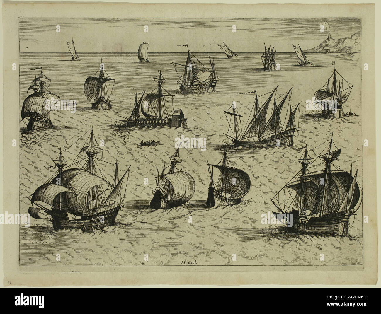 Frans Huys, Niederländischen, 1522-1562, nach Pieter Brueghel der Ältere, Niederländischen, 1525-1569, 16 Boote unterschiedlicher Struktur, Ca. 1565, Gravur, in schwarzer Tinte auf Bütten gedruckt, Platte: 8 3/4 x 11 7/8 Inch (22,2 × 30,2 cm Stockfoto