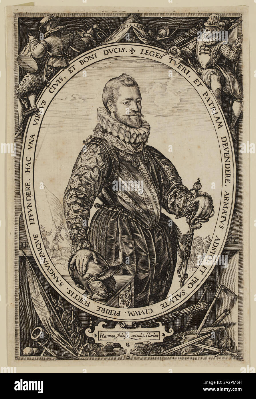 Hendrick Goltzius, Niederländisch, 1558-1617, Jacques de la Faille, Ca. 1589, Gravur, in schwarzer Tinte auf Bütten gedruckt, Platte: 7 7/8 x 5 1/8 Zoll (20 × 13 cm Stockfoto