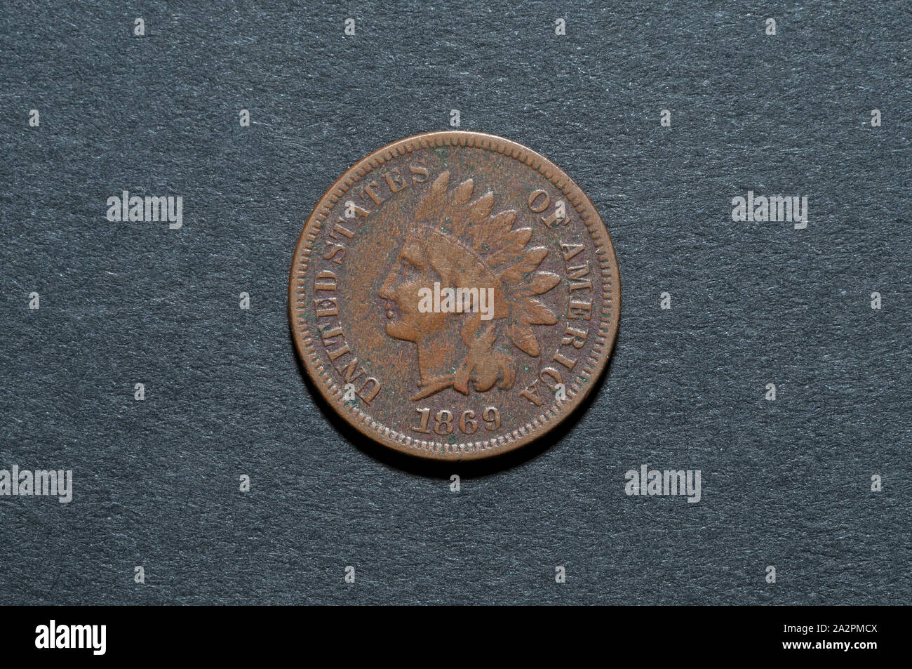 1869 Indian Head Cent in 'guten bis sehr guten Zustand, Anzeigen auf der Vorderseite (Köpfen). Stockfoto