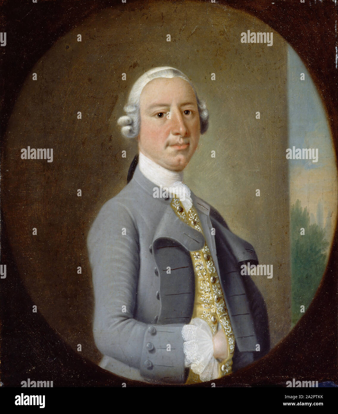 Jeremia Theus, American, 1719-1774, William Wragg, zwischen 1750 und 1760, Öl auf Leinwand, ohne Rahmen: 15 5/8 x 13 1/2 Inch (39,7 × 34,3 cm Stockfoto