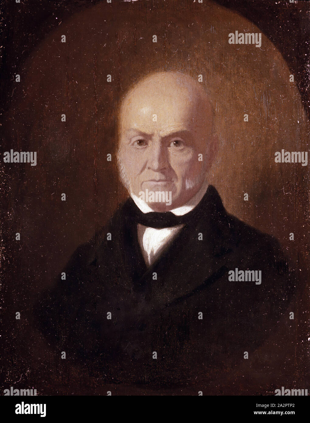 George Caleb Bingham, American, 1811-1879, John Quincy Adams, 1850, Öl auf Holz, UNGERAHMT: 10×7 7/8 Zoll (25,4 × 20 cm Stockfoto