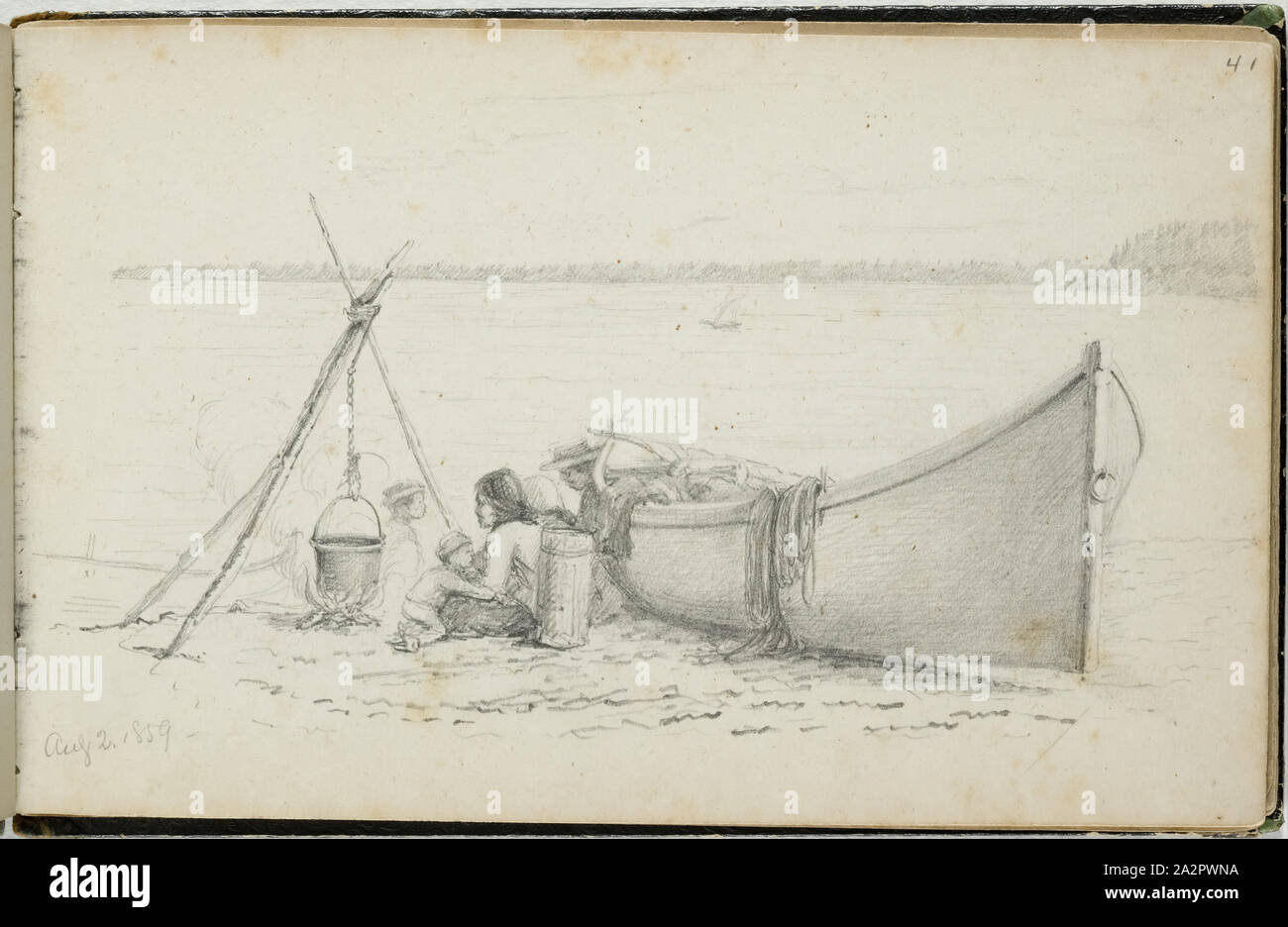 Unbekannt (Amerikanische), August 2, 1859, 1859, Graphit, Bleistift auf Papier, Blatt Creme: 4 5/8 x 7 3/8 Inch (11,7 x 18,8 cm Stockfoto