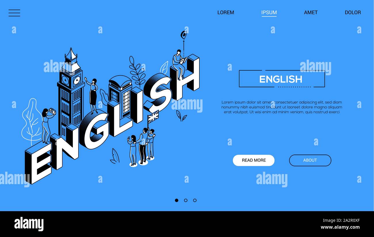Englisch bunte Vektor landing page Template Stock Vektor