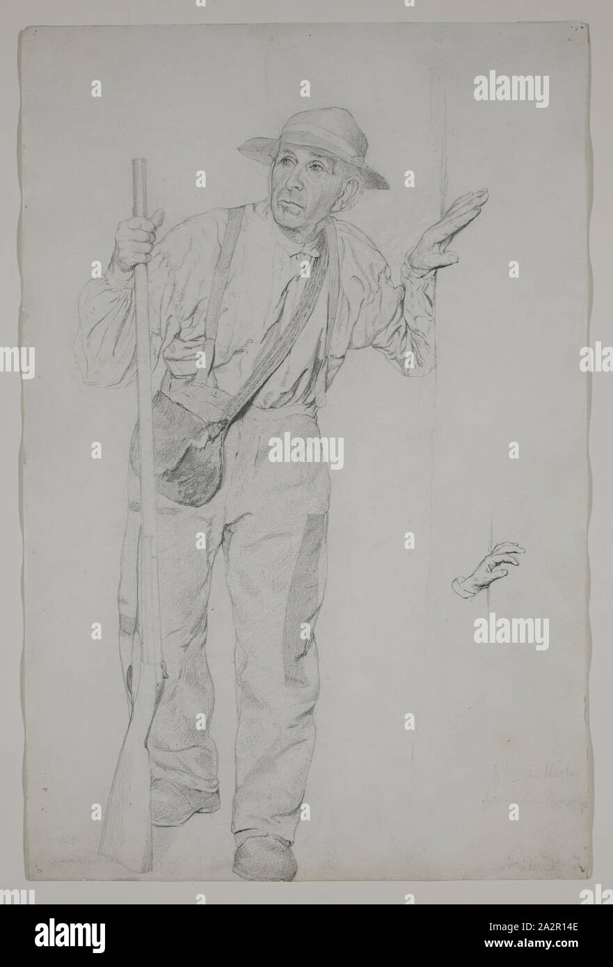 Thomas Hovenden, American, 1840-1895, Landwirt mit einer Pistole, zwischen dem 19. und dem späten 19. Jahrhundert, Graphit, Bleistift Stockfoto