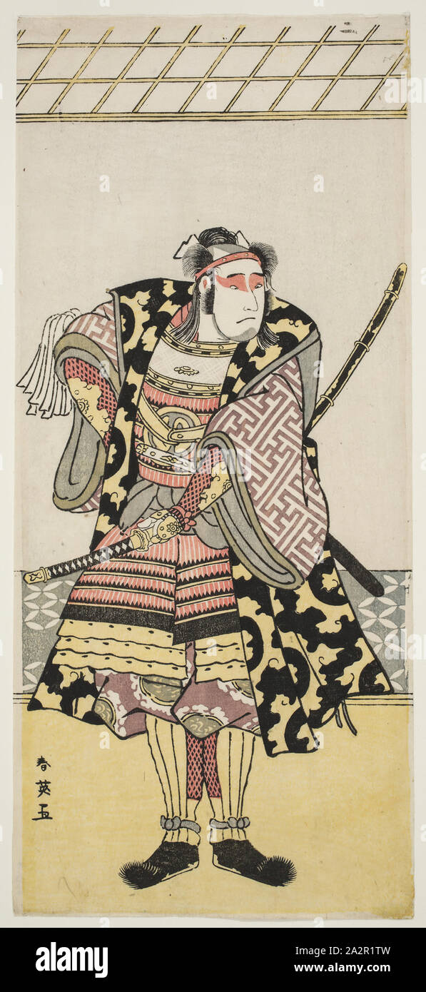 Katsukawa Shunei, Japanisch, 1768-1819, Schauspieler Takinata Kasen als Samurai, Ende 18./Anfang des 19. Jahrhunderts, Farb Holzschnitt, Blatt: 13 x 5 7/8 in. (33,0 x 14,9 cm Stockfoto