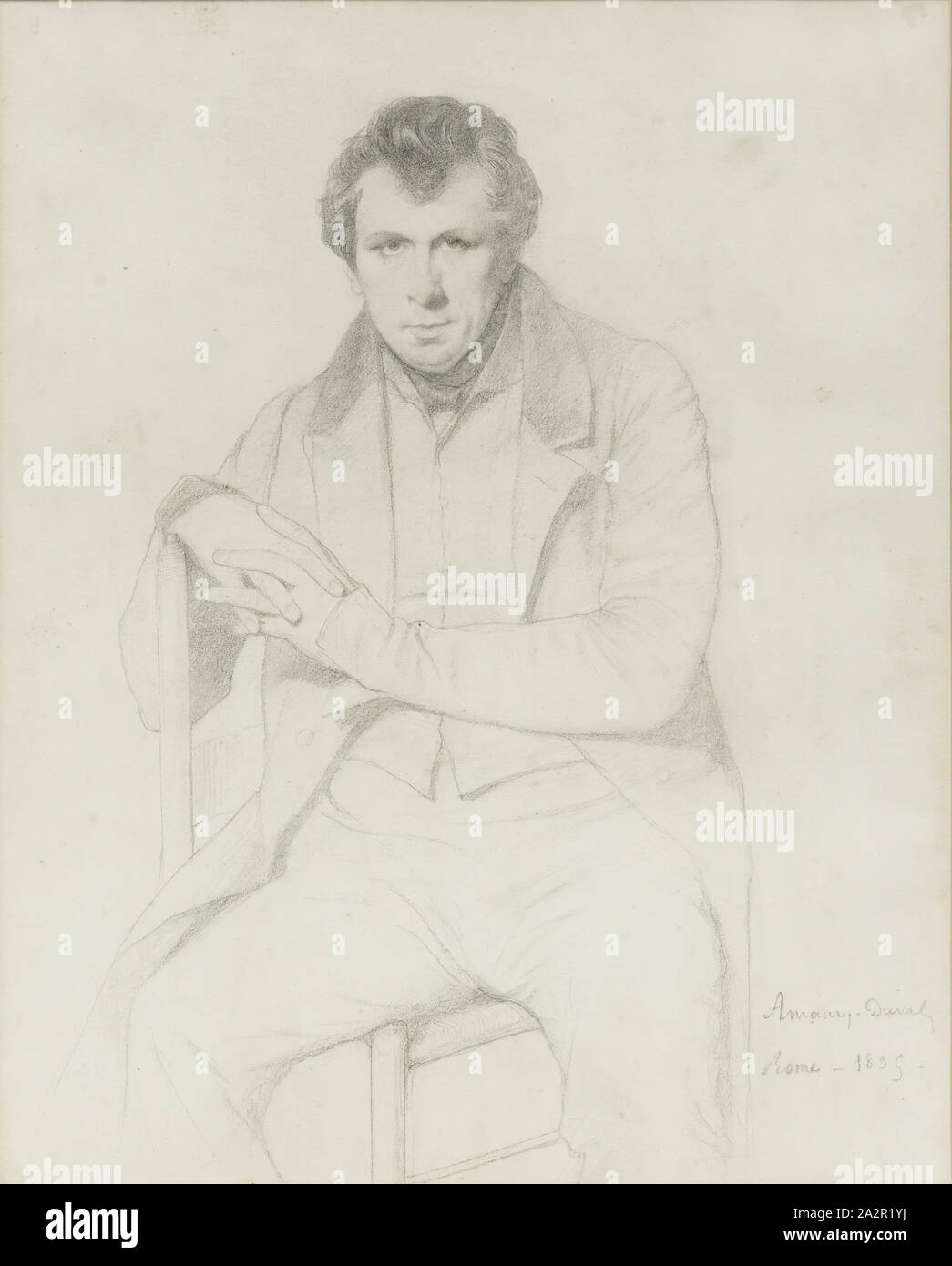 Amaury-Duval, Französisch, 1808-1885, ein Mann, 1835, Graphit, Bleistift, Blatt: 11×8 3/4 Zoll (27,9 × 22,2 cm Stockfoto