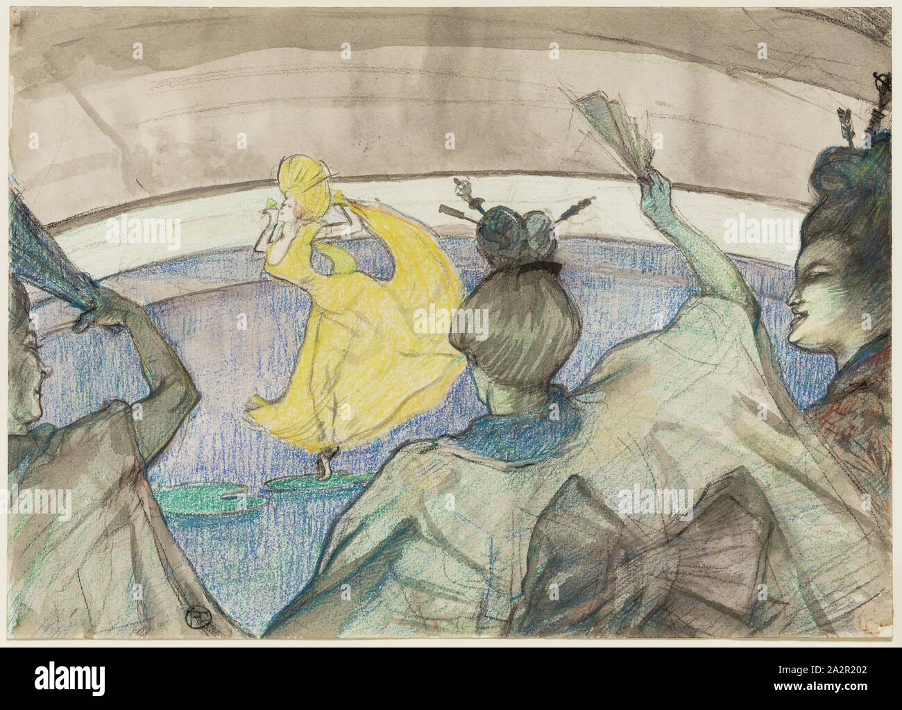Henri Marie Raymond de Toulouse-Lautrec, Französisch, 1864-1901, im Zirkus, 1899, Kreide, Pastell und Aquarell auf Papier webten, Blatt: 9 7/8 x 14 Zoll (25,1 × 35,6 cm Stockfoto