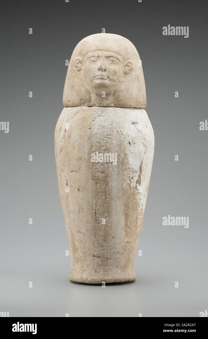 Ägyptische, Canopic Jar mit des Menschen Kopf, 1080/720 BC, Kalkstein, 17 9/16 x 7 1/16 x 7 1/8 in. Durchmesser. (44,6 x 17,9 x 18,1 cm Stockfoto