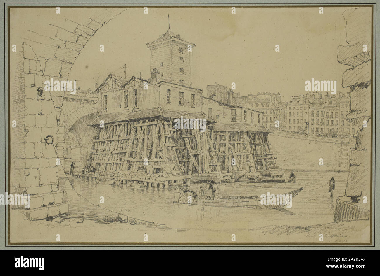 Samuel Prout, Englisch, 1783-1852, der Notre Dame, Paris, 18./19. Jahrhundert, Bild: 11 1/4 x 17 1/4 in Stockfoto