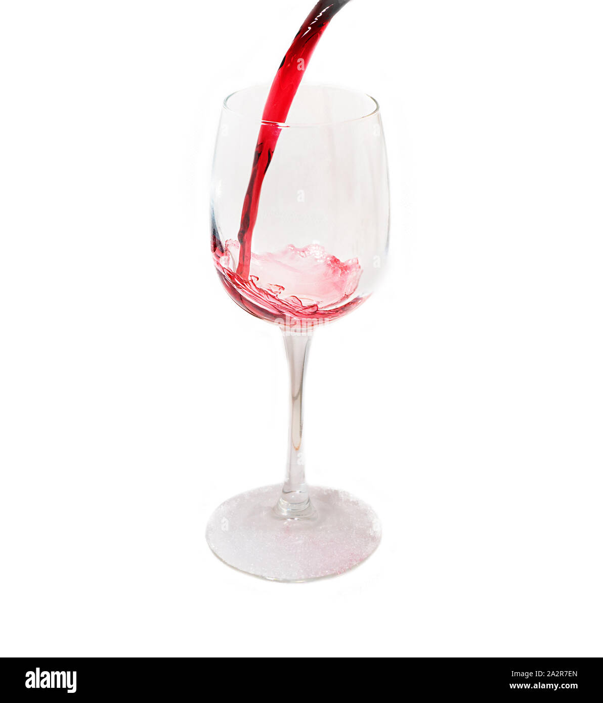 Rotwein gießt in langstielige Glas (Bogen). Werbung von Wein Produkte (Guter Wein braucht keine Bush) und Trinken Restaurants (Wein Tour und Haus w Stockfoto