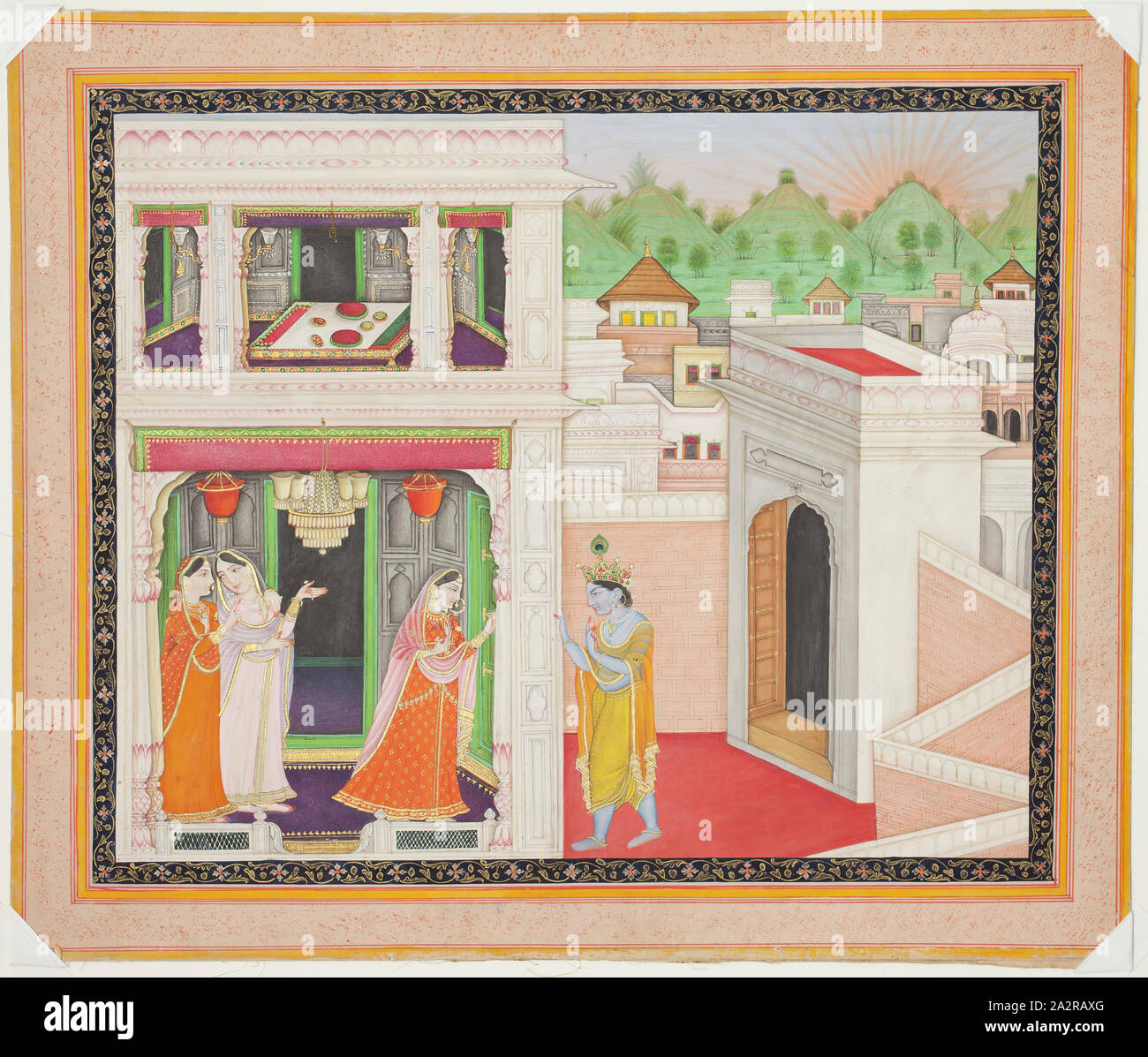 Unbekannt (indisch), Radha und Krishna: Der Austausch der Blicke, C. 1830 Stockfoto Unbekannt (indisch), Radha und Krishna: Der Austausch der Blicke, C. 1830 Stockfoto