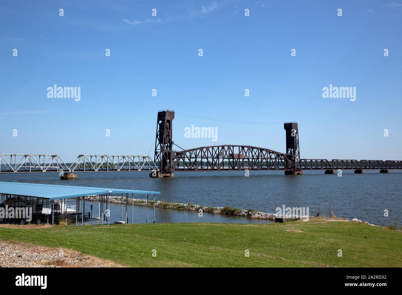 Eisenbahnbrücke, Decatur, Alabama Stockfoto