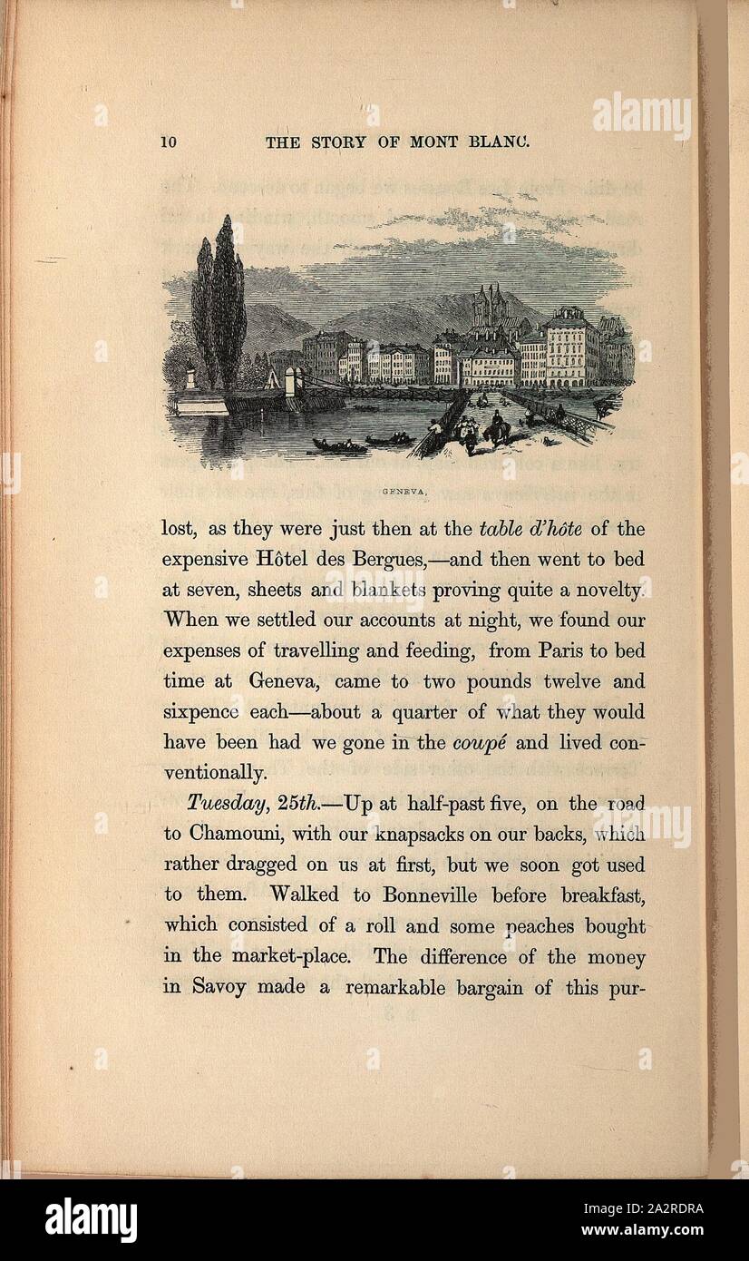 Genf, Genf, S. 10, 1853, Albert Smith; die Geschichte der Mont Blanc; London: Bogue, 1853 Stockfoto