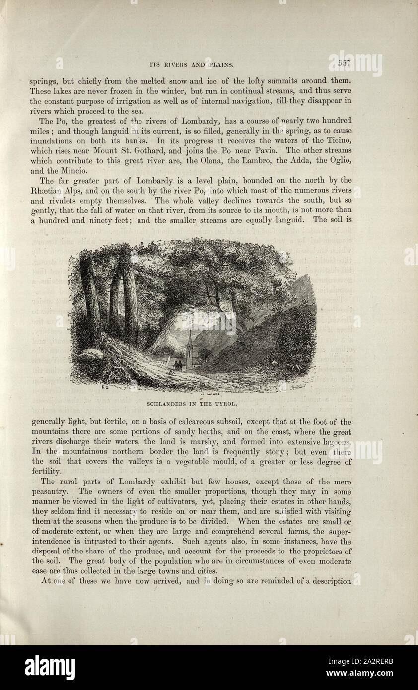 Schlanders in Tirol, Schlanders in Südtirol, unterzeichnet: K.G, S. 557, Girardet, Karl, 1854, Charles Williams, Alpen, Schweiz, und im Norden von Italien. London: Cassell, 1854 Stockfoto