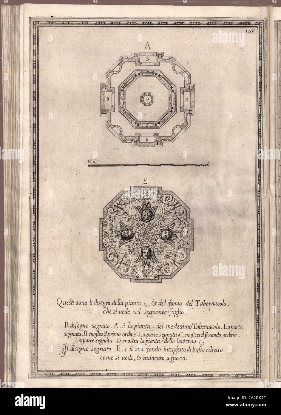 Den Plan, und in der Unterseite des Metal Tabernakel für die Capella del Presepio, Grundriss der Wohnung in der Cappella Sistina in der Basilika Santa Maria Maggiore, Datum geschätzte 106, Fol. 108 r, Fontana, Domenico (FEC); Bonifacio, Natale (Inc.), 1590, Domenico Fontana: Della trasportatione dell'obelisco Vaticano et delle fabriche di Nostro Signore papa Sisto V. Roma: appresso Domenico Basa, 1590 Stockfoto