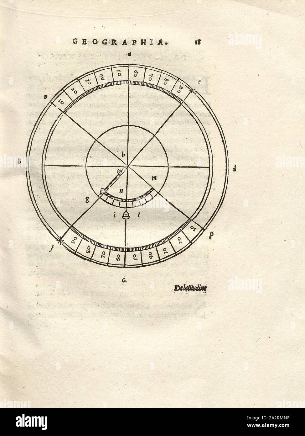 Quadrant 3, Abbildung eines Quadranten aus dem 16. Jahrhundert, Abb. 7, S. 18, 1527, Henricus Loriti Glareanus: D. Henrici Glareani [...] De geographia Liber unus. Basileae: [Faber], 1527. Stockfoto