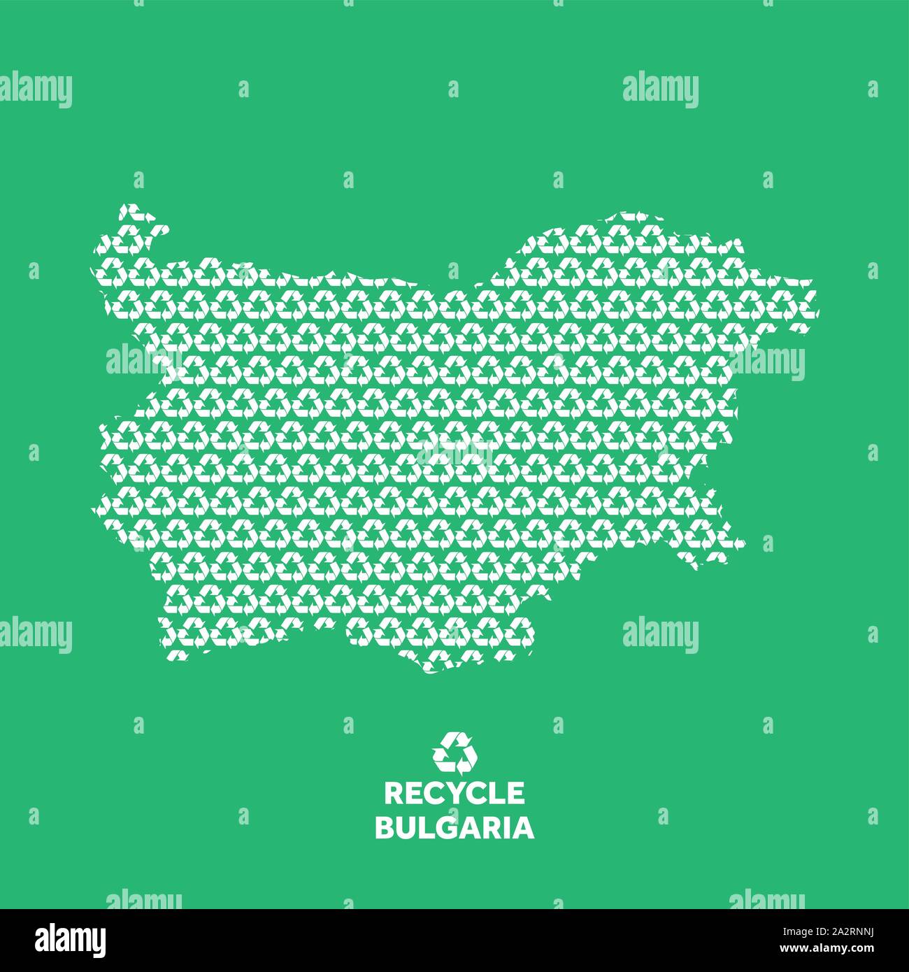 Bulgarien Karte vom Recycling Symbol. Umweltkonzept Stock Vektor